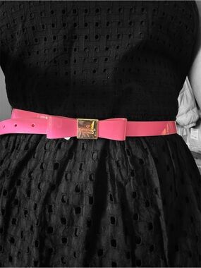 kate spade Pink Patent Bow Waist Belt with Gold Buckle